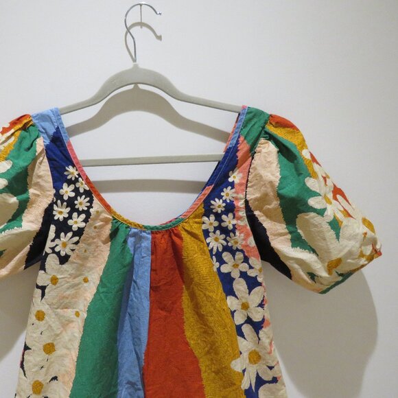 FARM RIO Super Fun Daisy Organic Cotton Mini Dress Boho Feminine Bright- Size XS - Picture 3 of 12